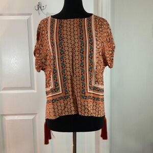 Roller Rabbit Lace Column Alexa Tassel Boho Top Size Small